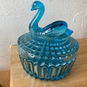 Jeanette Blue Glass Swan